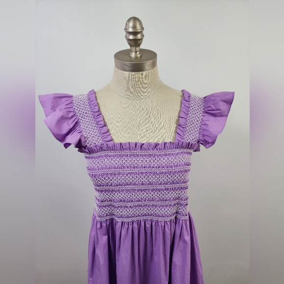 Aaron & Amber Women's Purple Smocked Dress, Size Large - Picture 7 of 13